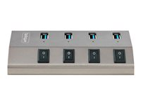 StarTech.com 4-Port Self-Powered USB-C Hub with Individual On/Off Switches, USB 3.0 5Gbps Expansion Hub w/Power Supply, Desktop/Laptop USB-C to USB-A Hub, 4x BC 1.2 (1.5A), USB Type C Hub - USB-C/A Host Cables (5G4AIBS-USB-HUB-EU) - Hub - 4 x USB 3.2 Gen 1 - stasjonær 5G4AIBS-USB-HUB-EU