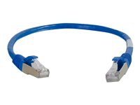 C2G Cat6a Booted Shielded (STP) Network Patch Cable - Koblingskabel - RJ-45 (hann) til RJ-45 (hann) - 30 cm - STP - CAT 6a - formstøpt, uten hindringer, flertrådet - blå 89926