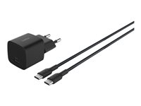 Belkin BoostCharge - Strømadapter - PPS-teknologi - 25 watt - PD 3.1/PPS, Fast Charge (24 pin USB-C) - på kabel: USB-C - med USB-C-kabel (1m) WCA012KQ1MBK-B6