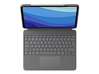 Logitech Combo Touch - Tastatur og folioveske - med styrepute - bakgrunnsbelyst - Apple Smart connector - QWERTY - US International - Oxford-grå - for Apple 12.9-inch iPad Pro (5. generasjon) 920-010257