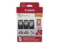 Canon PG-540L x2/CL-541XL Photo Paper Value Pack - 2-pack - svart, farge (cyan, magenta, gul) - original - hengeboks - blekkpatron/papirsett - for PIXMA MG3250, MG3550, MG3650, MG4250, MX395, MX455, MX475, MX525, MX535, TS5150, TS5151 5224B015