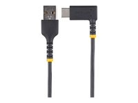 StarTech.com 6in (15cm) USB A to C Charging Cable Right Angle, Heavy Duty Fast Charge USB-C Cable, USB 2.0 A to Type-C, Durable and Rugged Aramid Fiber, 3A, S20/iPad/Pixel - High Quality Short USB Charging Cord (R2ACR-15C-USB-CABLE) - USB-kabel - USB (hann) rett til 24 pin USB-C (hann) rettvinklet - Thunderbolt 3 / USB 2.0 - 3 A - 15 cm - svart R2ACR-15C-USB-CABLE