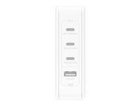 Belkin BoostCharge Pro - Strømadapter - GaN-teknologi - 140 watt - Fast Charge, Power Delivery 3.1 - 4 utgangskontakter (3 x USB-C, USB) - hvit WCH014BTWH