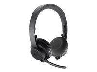 Logitech Zone Wireless Plus - Hodesett - on-ear - Bluetooth - trådløs - aktiv støydemping - lydisolerende - grafitt - Certified for Microsoft Teams 981-000919