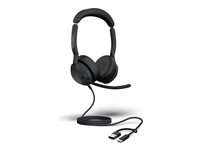 Jabra Evolve2 50 MS Stereo - Hodesett - on-ear - trådløs, kablet - aktiv støydemping - USB-C, USB-A - Certified for Microsoft Teams 25089-999-799