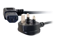 C2G Universal Power Cord - Strømkabel - BS 1363 (hann) til power IEC 60320 C13 - 2 m - 90°-kontakt, formstøpt - svart 88520