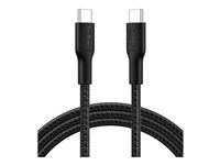 Belkin BoostCharge - USB-kabel - 24 pin USB-C (hann) til 24 pin USB-C (hann) - 2 m - flettet kabel, USB Power Delivery (240 W) - svart CAB025HQ2MBK