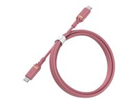 OtterBox Standard - USB-kabel - 24 pin USB-C (hann) til 24 pin USB-C (hann) - USB 2.0 - 3 A - 1 m - Power Delivery-støtte - sprudlende rosa 78-52676