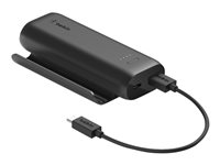 Belkin BoostCharge - Play Series - strømbank - 5000 mAh - 12 watt - 2 utgangskontakter (USB, 24 pin USB-C) - på kabel: USB-C - svart BPZ001BTBK