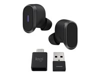 Logitech Zone True Wireless - True wireless-hodetelefoner med mikrofon - i øret - Bluetooth - aktiv støydemping - grafitt 985-001082