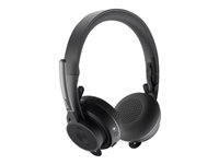 Logitech Zone Wireless - Hodesett - on-ear - Bluetooth - trådløs - aktiv støydemping - lydisolerende - grafitt - Certified for Microsoft Teams 981-000859