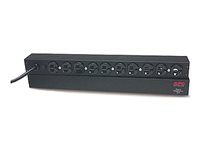 APC Basic Rack-Mount PDU - Strømfordelingslist (kan monteres i rack) - AC 120 V - 1.8 kW - inngang: NEMA 5-15 - utgangskontakter: 10 (NEMA 5-15) - 1U - 19" - 3.7 m kabel - svart - for P/N: SMX1000C, SMX1500RM2UC, SMX1500RM2UCNC, SMX750C, SMX750CNC, SRTL3KRM1UC AP9562