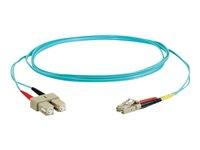 C2G LC-SC 10Gb 50/125 OM3 Duplex Multimode PVC Fiber Optic Cable (LSZH) - Nettverkskabel - SC flermodus (hann) til LC multimodus (hann) - 1 m - 1 m - fiberoptisk - dupleks - 50 / 125 mikroner - OM3 - halogenfri - akvamarin 85531
