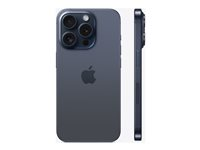 Apple iPhone 15 Pro - 5G smartphone - dobbelt-SIM / Internminne 128 GB - OLED-display - 6.1" - 2556 x 1179 piksler (120 Hz) - 3x bakkamera 48 MP, 12 MP, 12 MP - front camera 12 MP - blå titan MTV03QN/A