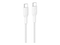 Belkin BoostCharge Pro - USB-kabel - 24 pin USB-C (hann) til 24 pin USB-C (hann) - 1 m - flettet kabel, USB Power Delivery (240 W) - hvit CAB025HQ1MWH
