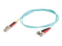 C2G LC-ST 10Gb 50/125 OM3 Duplex Multimode PVC Fiber Optic Cable (LSZH) - Nettverkskabel - ST flermodus (hann) til LC multimodus (hann) - 2 m - 2 m - fiberoptisk - dupleks - 50 / 125 mikroner - OM3 - halogenfri - akvamarin 85541
