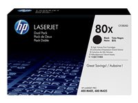 HP 80X - 2-pack - Høy ytelse - svart - original - LaserJet - tonerpatron (CF280XD) - for LaserJet Pro 400 M401, MFP M425 CF280XD