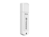 Transcend JetFlash 370 - USB-flashstasjon - 64 GB - USB 2.0 - hvit TS64GJF370