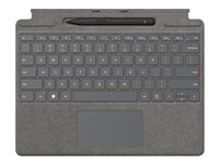 Microsoft Surface Pro Signature Keyboard - Tastatur - med akselerometer, styreplate, lagrings- og ladebakke for Surface Slim Pen 2 - QWERTY - Internasjonal engelsk / kanadisk fransk - platina - kommersiell - med Slim Pen 2 - for Surface Pro 8 8X8-00067